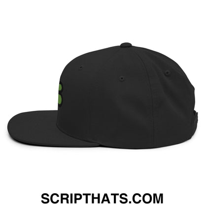 ICQ Embroidered Flat Bill Brim Snapback Hat Black