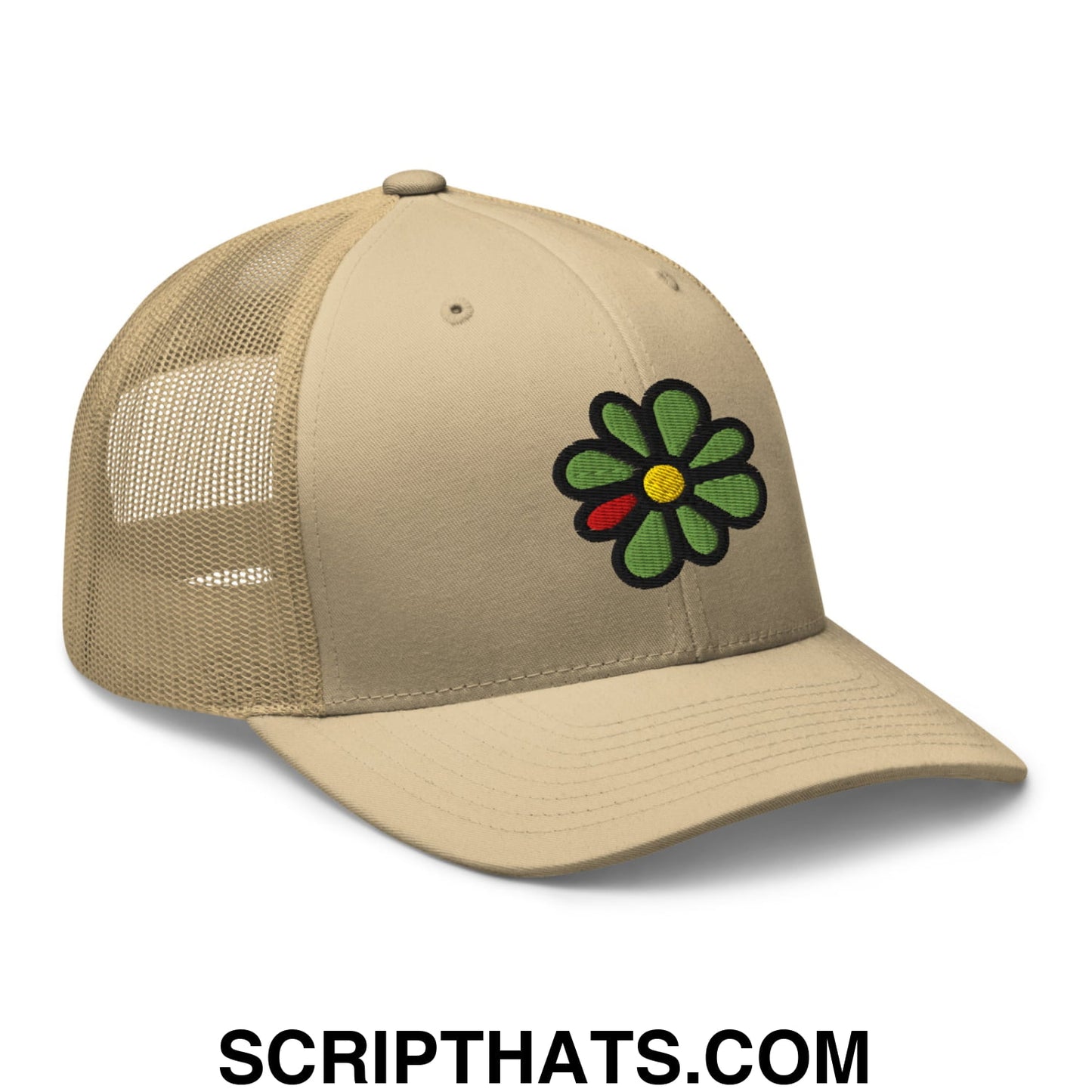 ICQ Embroidered Mesh Trucker Hat Khaki