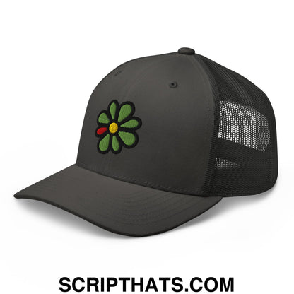 ICQ Embroidered Mesh Trucker Hat Charcoal