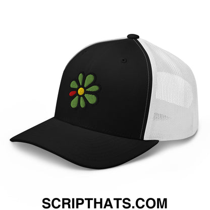 ICQ Embroidered Mesh Trucker Hat Black White
