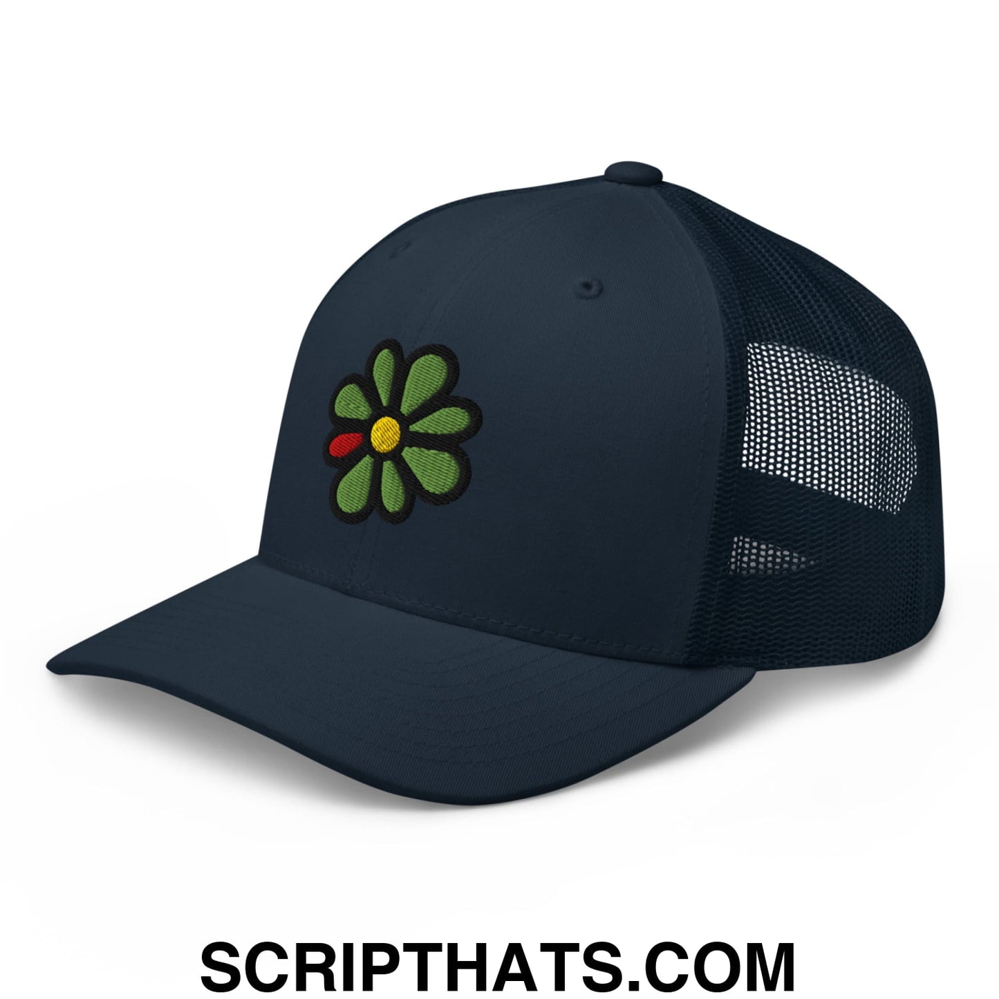 ICQ Embroidered Mesh Trucker Hat Navy