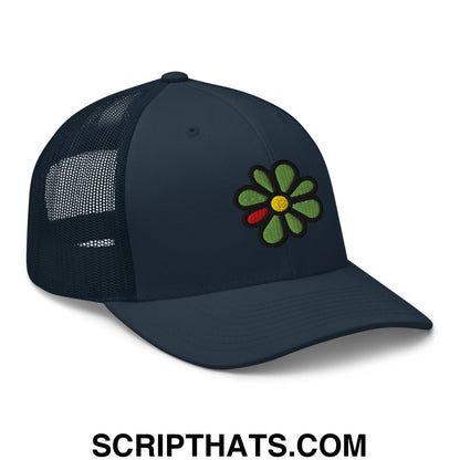 ICQ Embroidered Mesh Trucker Hat Navy