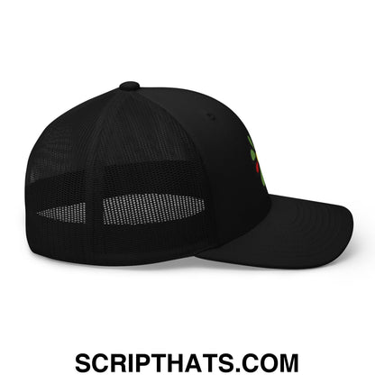 ICQ Embroidered Mesh Trucker Hat Black