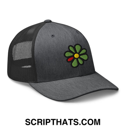 ICQ Embroidered Mesh Trucker Hat Dark Heather Gray