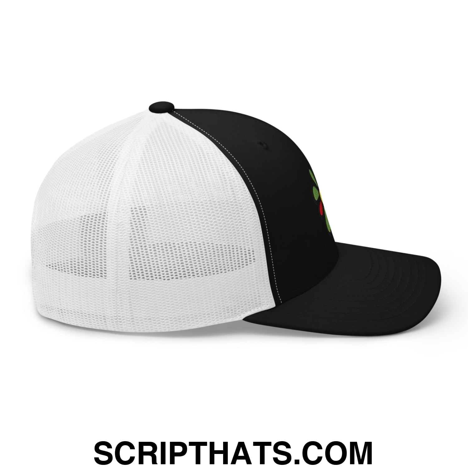 ICQ Embroidered Mesh Trucker Hat Black White