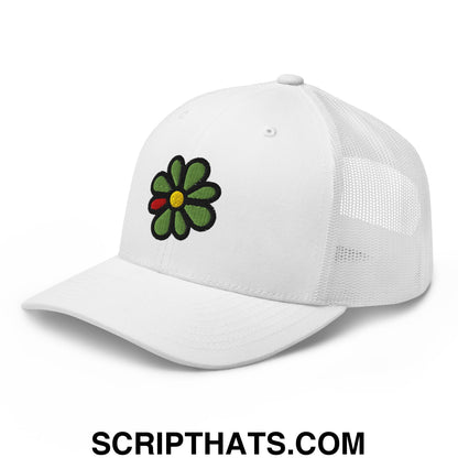 ICQ Embroidered Mesh Trucker Hat White