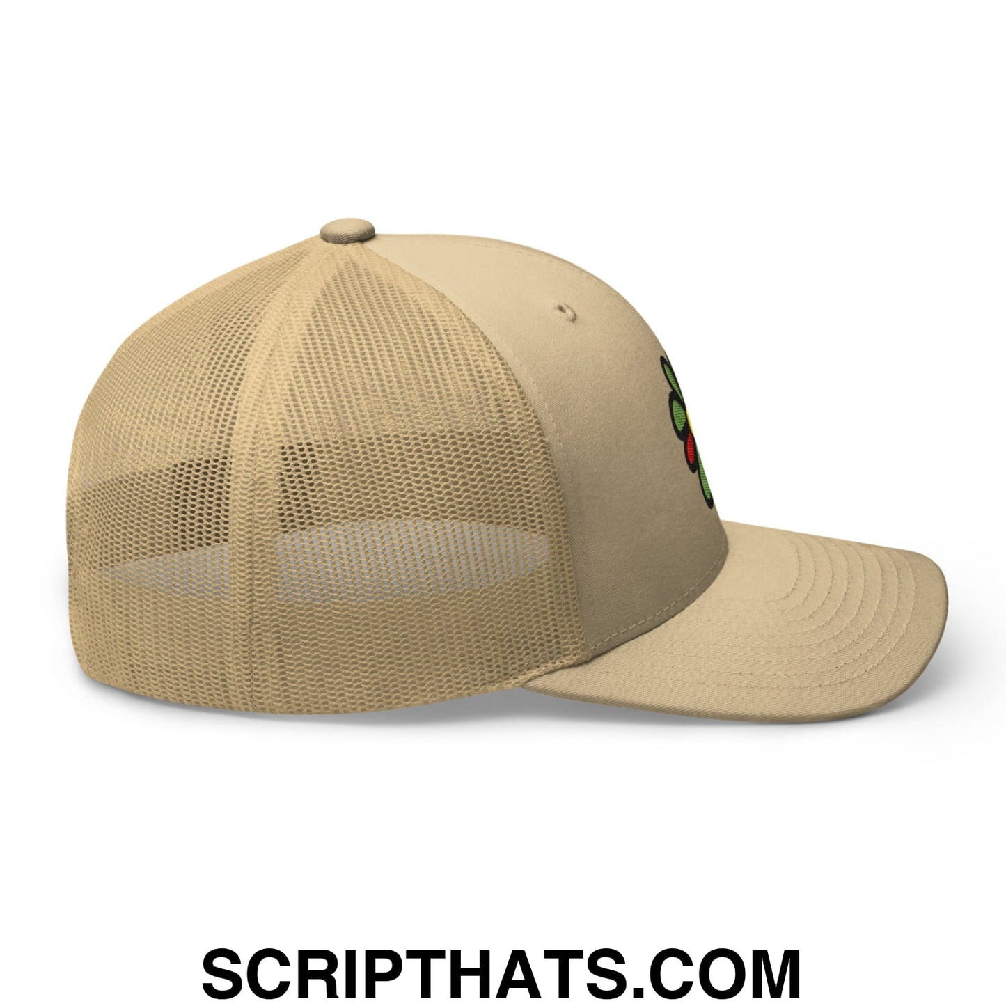 ICQ Embroidered Mesh Trucker Hat Khaki