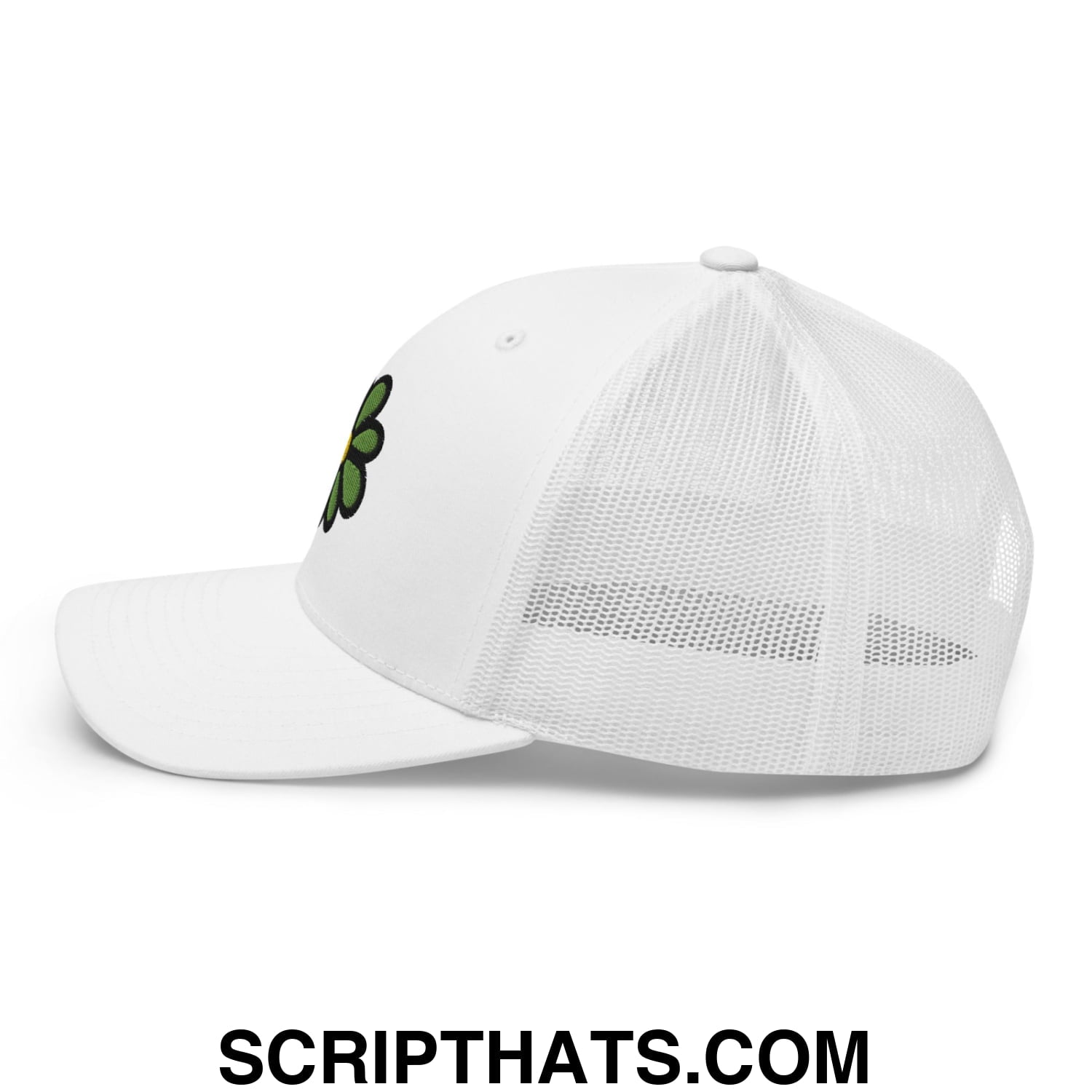 ICQ Embroidered Mesh Trucker Hat White
