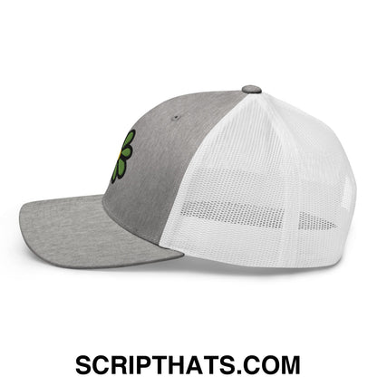 ICQ Embroidered Mesh Trucker Hat Heather Grey White