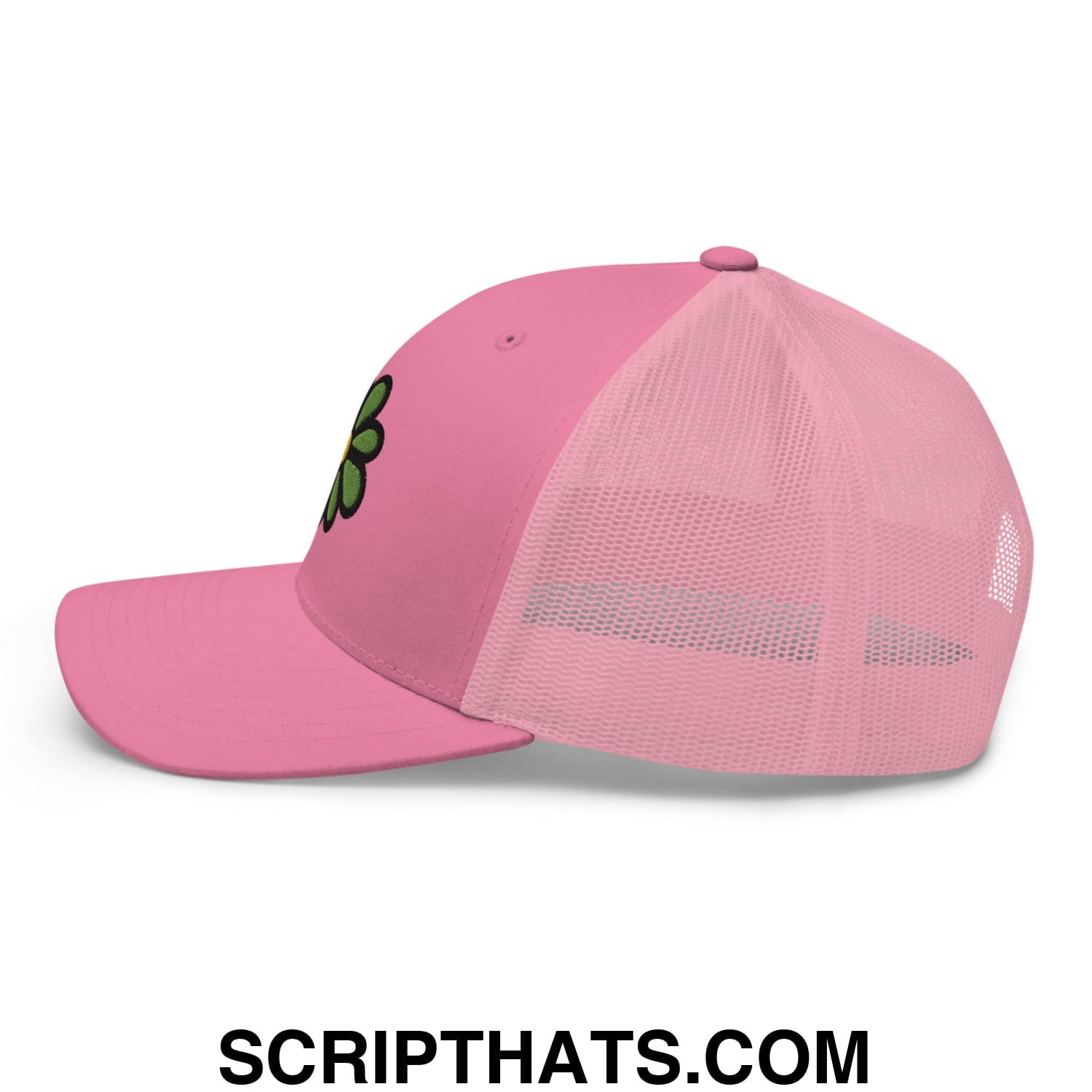 ICQ Embroidered Mesh Trucker Hat Pink