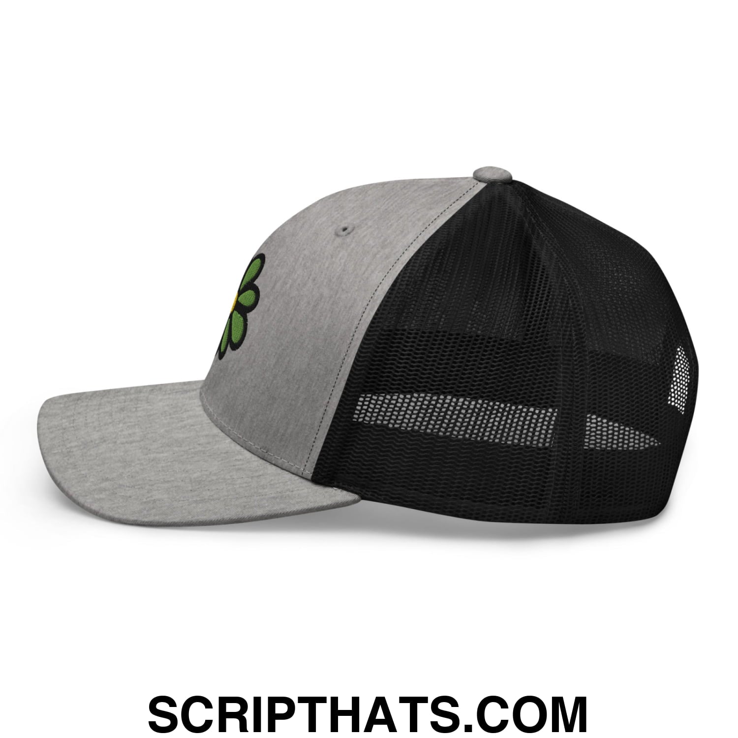 ICQ Embroidered Mesh Trucker Hat Heather Black