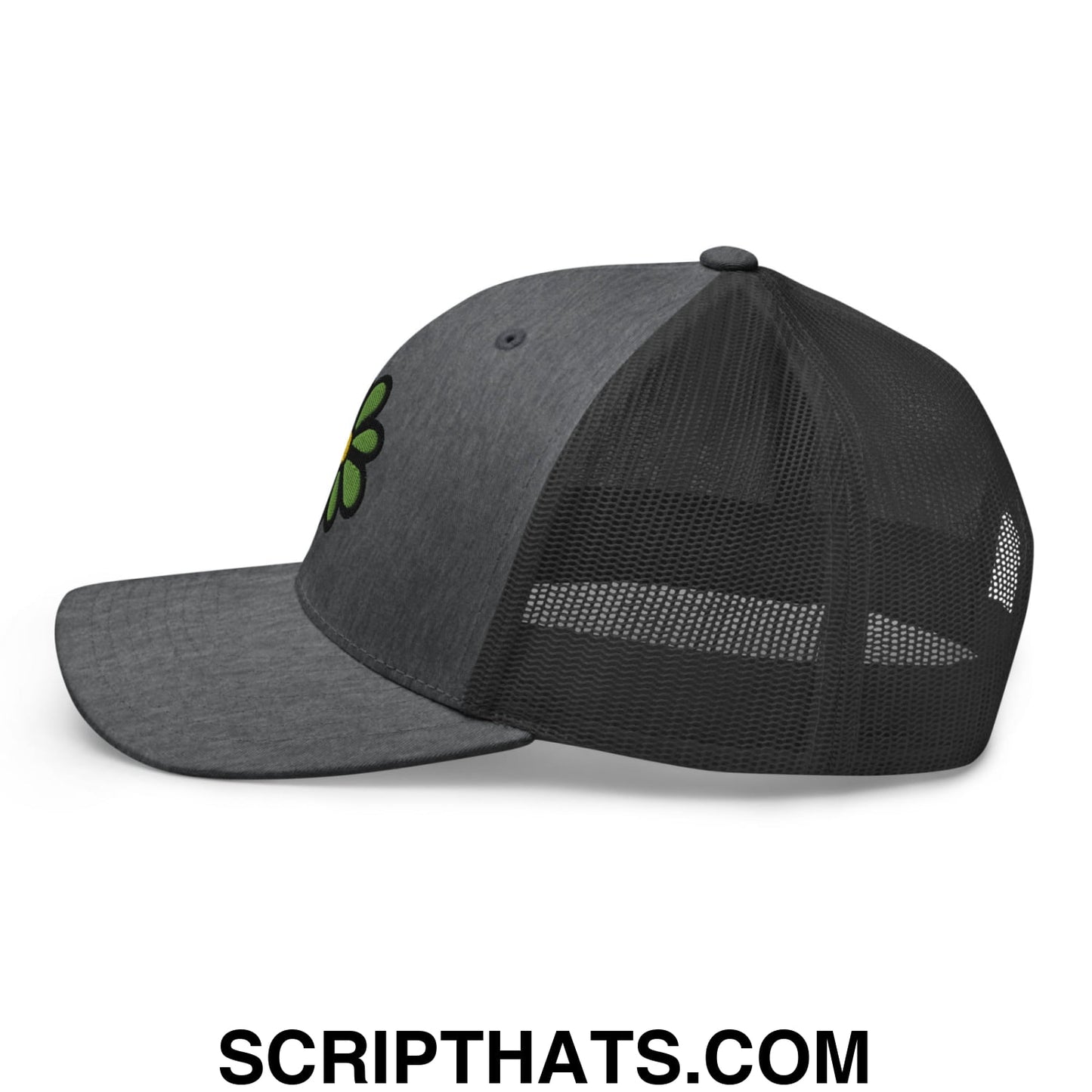 ICQ Embroidered Mesh Trucker Hat Dark Heather Gray