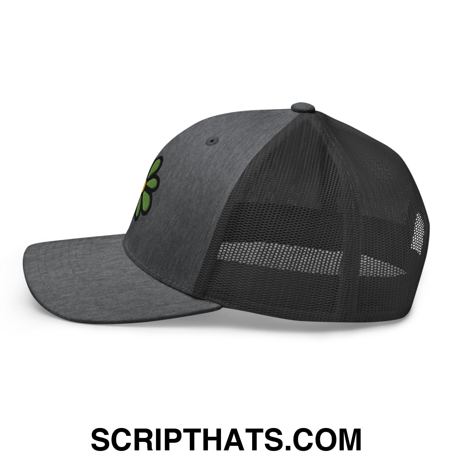 ICQ Embroidered Mesh Trucker Hat Dark Heather Gray