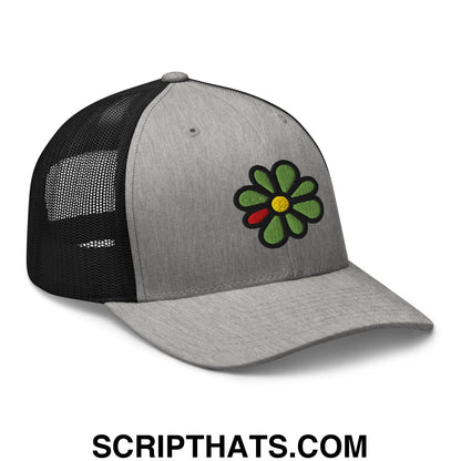 ICQ Embroidered Mesh Trucker Hat Heather Black