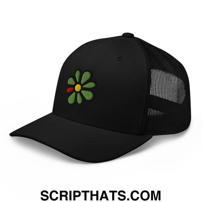 ICQ Embroidered Mesh Trucker Hat Black