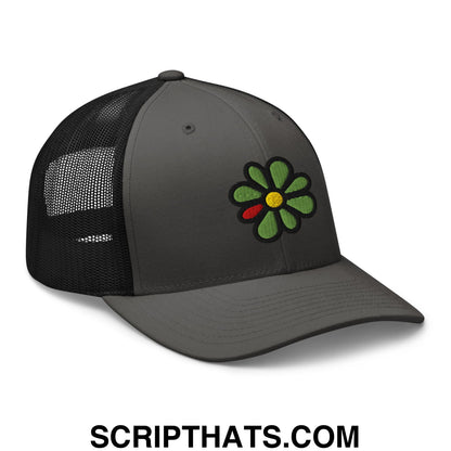 ICQ Embroidered Mesh Trucker Hat Charcoal Black