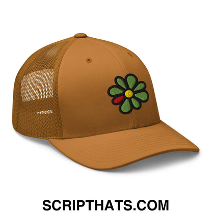 ICQ Embroidered Mesh Trucker Hat Caramel
