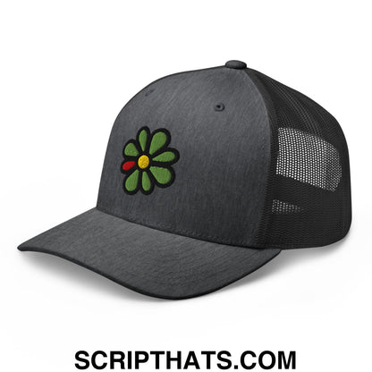ICQ Embroidered Mesh Trucker Hat Dark Heather Gray