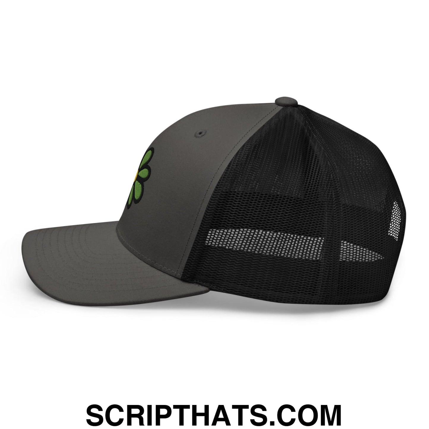 ICQ Embroidered Mesh Trucker Hat Charcoal Black