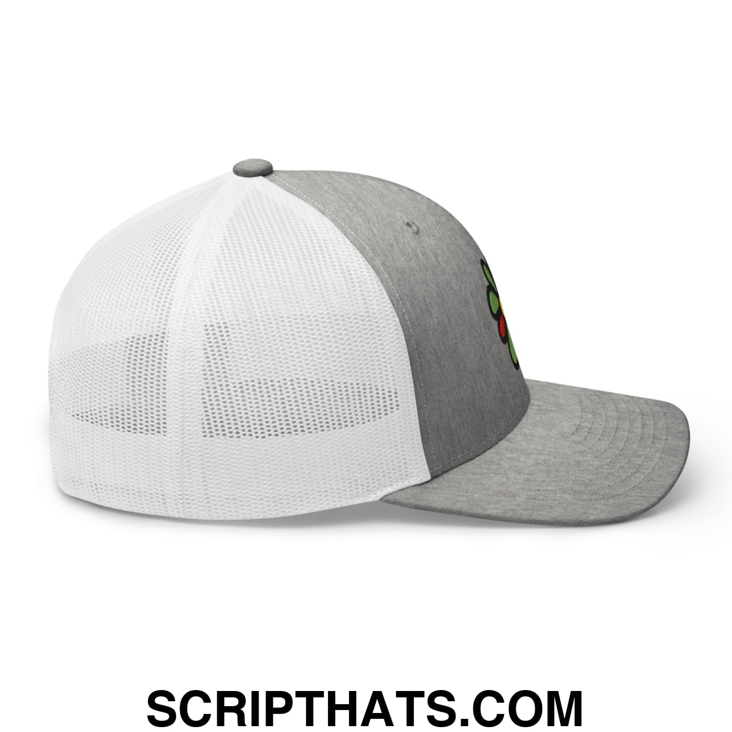 ICQ Embroidered Mesh Trucker Hat Heather Grey White