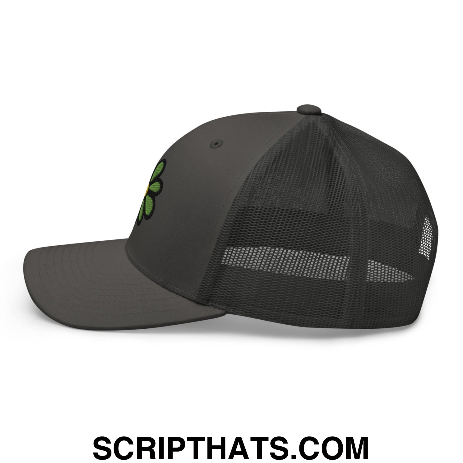 ICQ Embroidered Mesh Trucker Hat Charcoal
