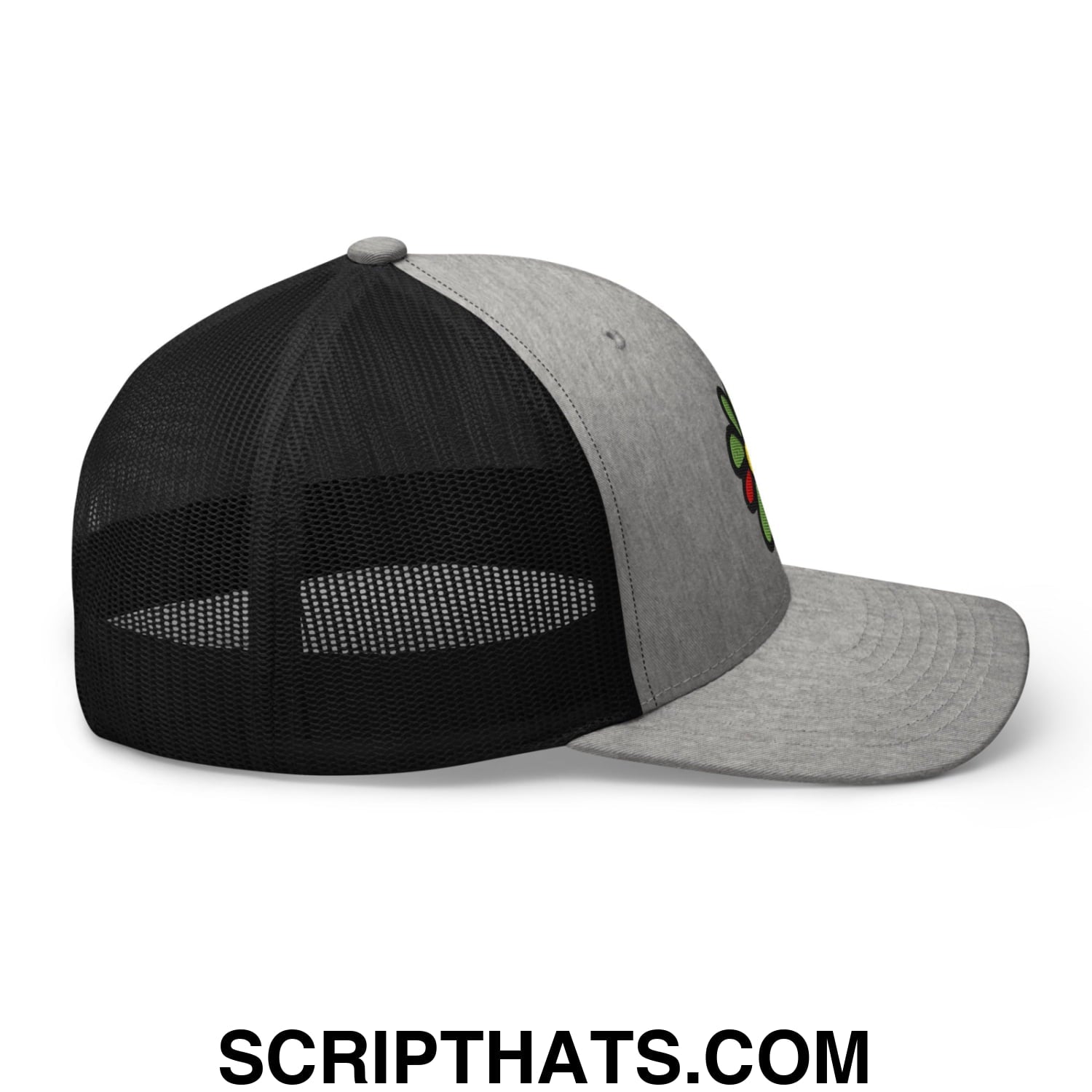 ICQ Embroidered Mesh Trucker Hat Heather Black