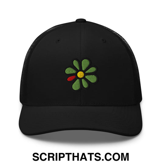 ICQ Embroidered Mesh Trucker Hat Black