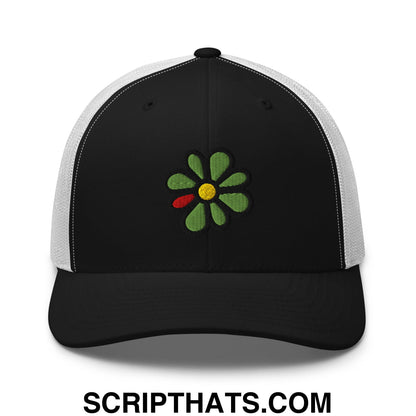 ICQ Embroidered Mesh Trucker Hat Black White