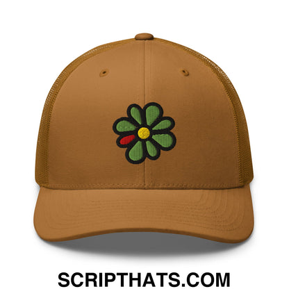 ICQ Embroidered Mesh Trucker Hat Caramel
