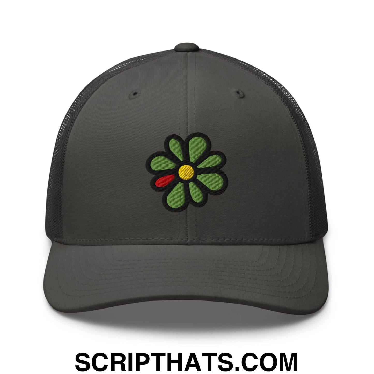 ICQ Embroidered Mesh Trucker Hat Charcoal