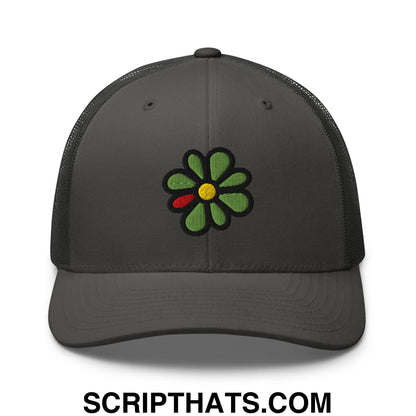 ICQ Embroidered Mesh Trucker Hat Charcoal