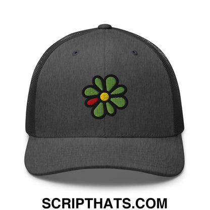 ICQ Embroidered Mesh Trucker Hat Dark Heather Gray