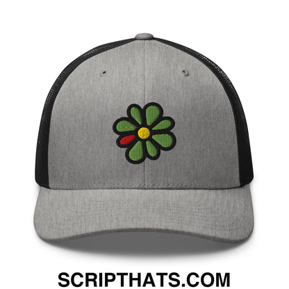 ICQ Embroidered Mesh Trucker Hat Heather Black