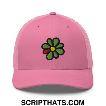 ICQ Embroidered Mesh Trucker Hat Pink