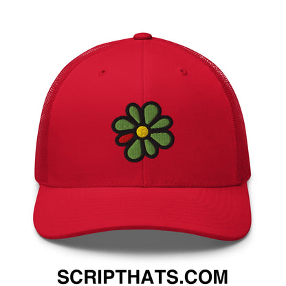 ICQ Embroidered Mesh Trucker Hat Red