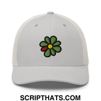 ICQ Embroidered Mesh Trucker Hat Silver