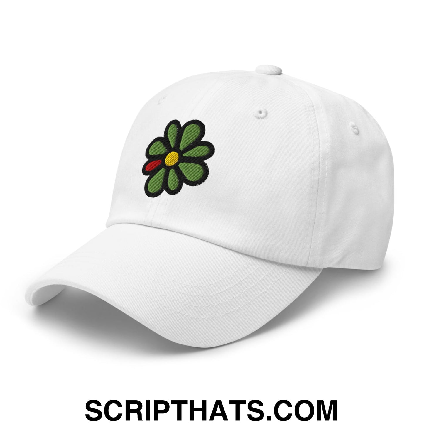 ICQ Embroidered Unstructured Dad Hat White