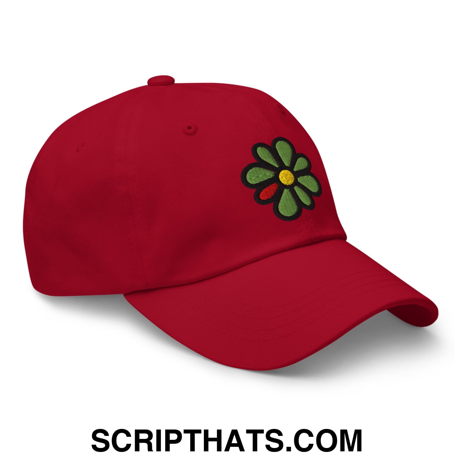 ICQ Embroidered Unstructured Dad Hat Cranberry