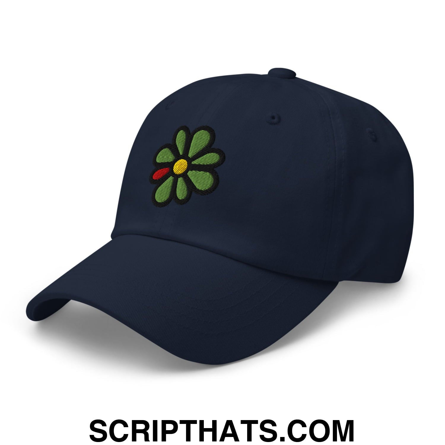 ICQ Embroidered Unstructured Dad Hat Navy
