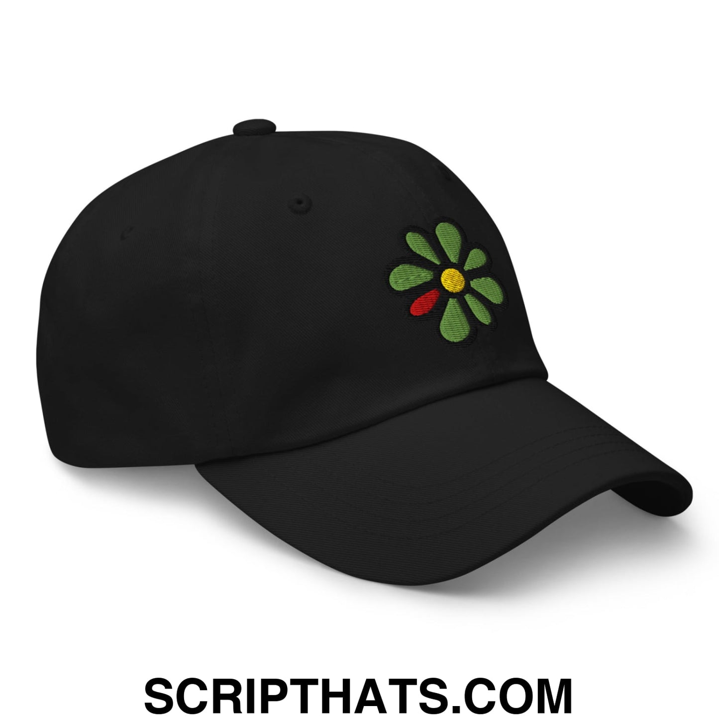 ICQ Embroidered Unstructured Dad Hat Black