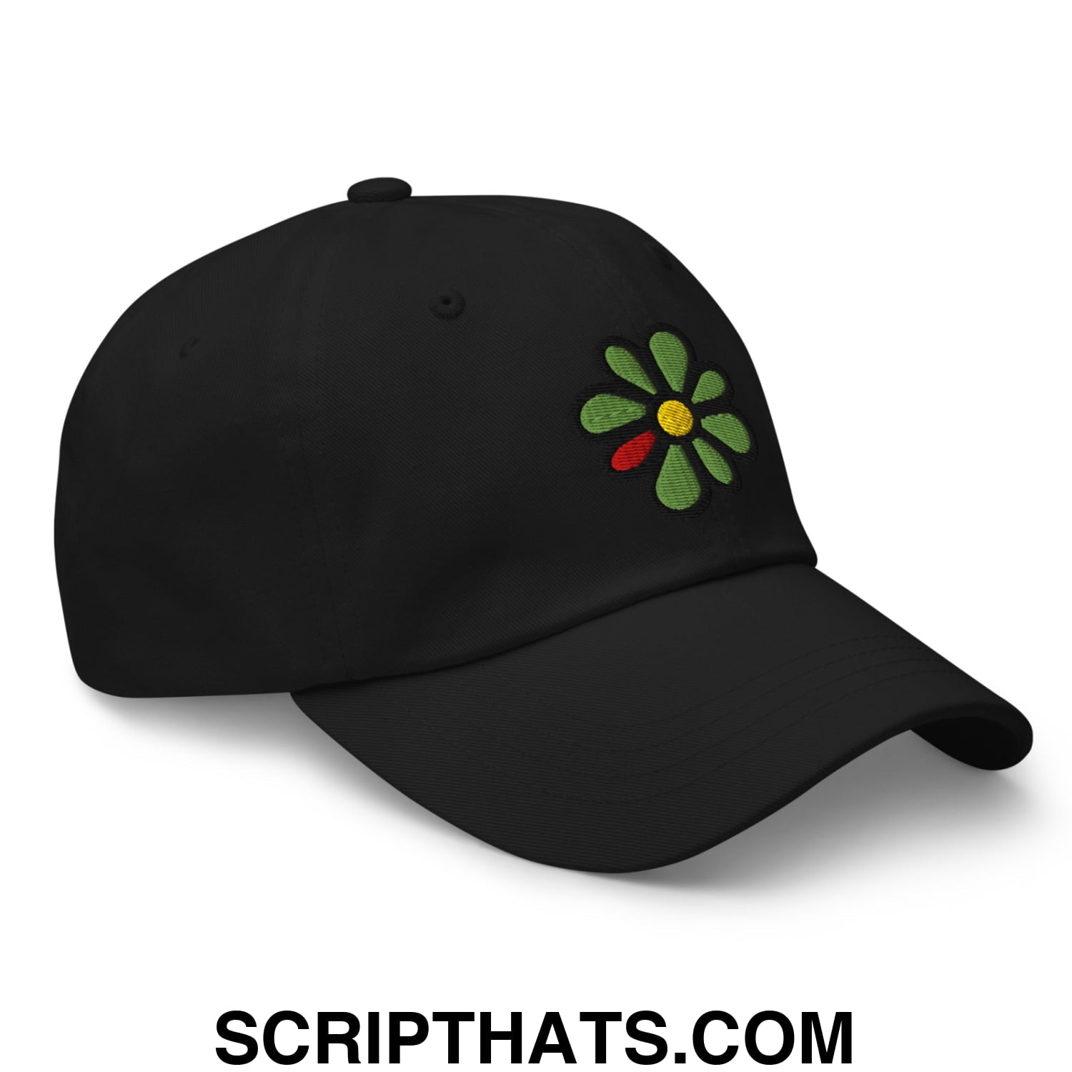 ICQ Embroidered Unstructured Dad Hat Black
