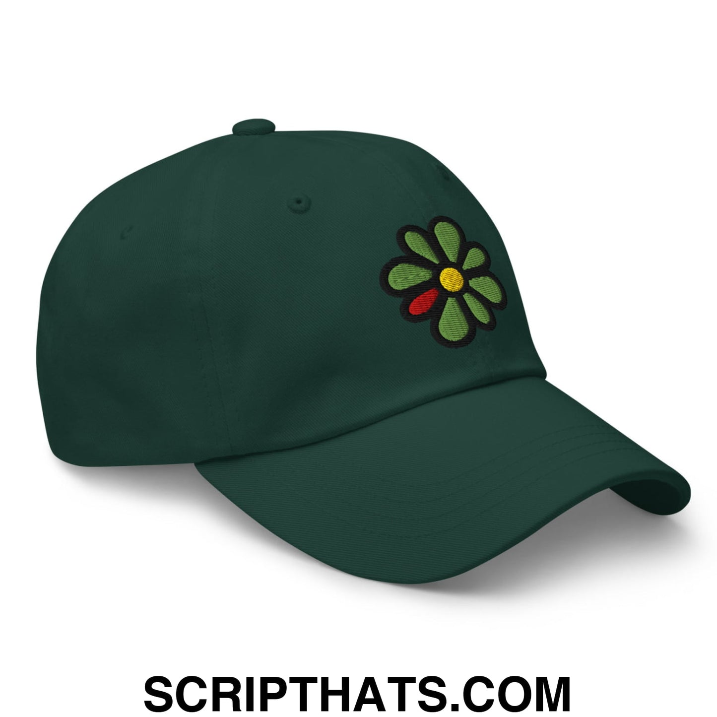 ICQ Embroidered Unstructured Dad Hat Spruce