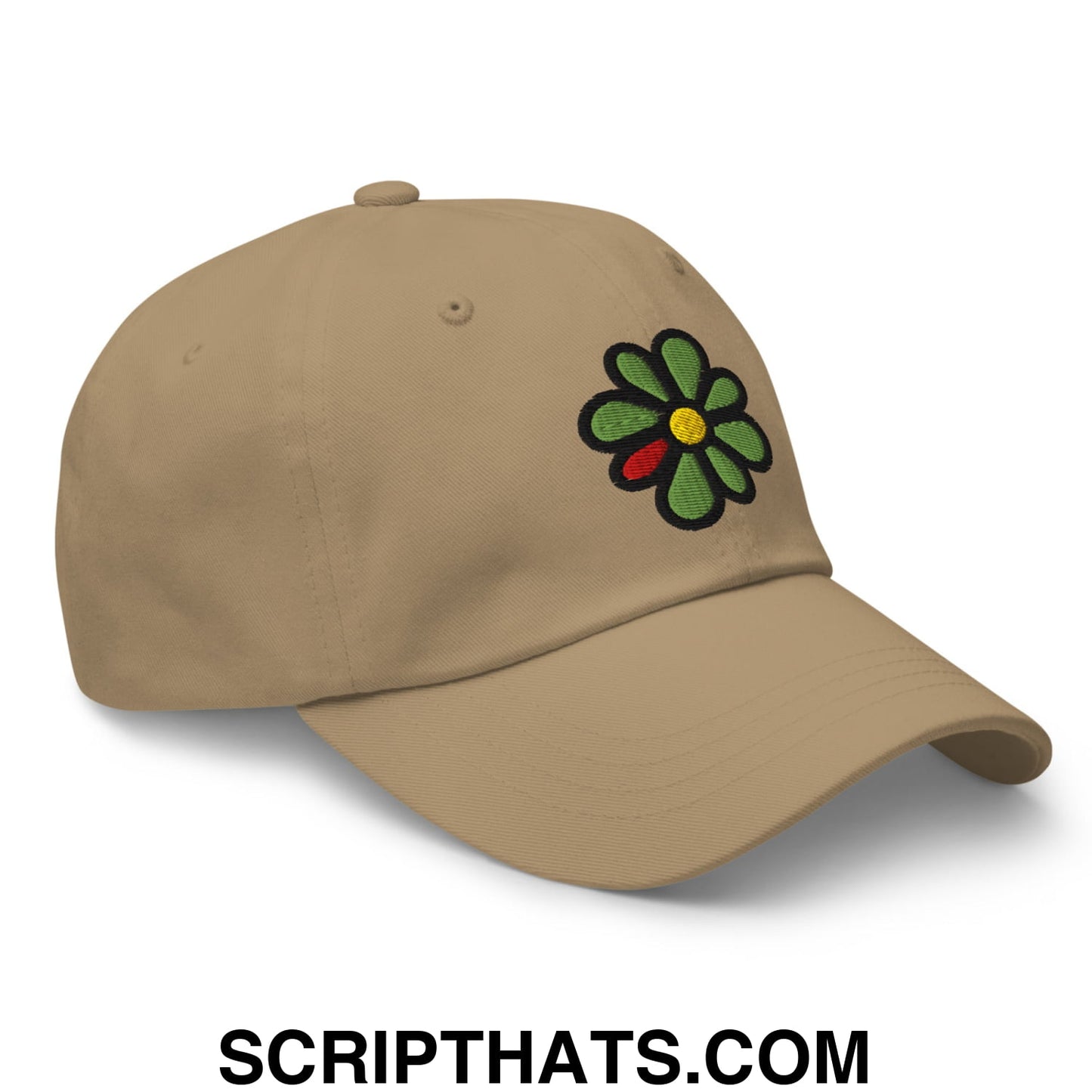 ICQ Embroidered Unstructured Dad Hat Khaki
