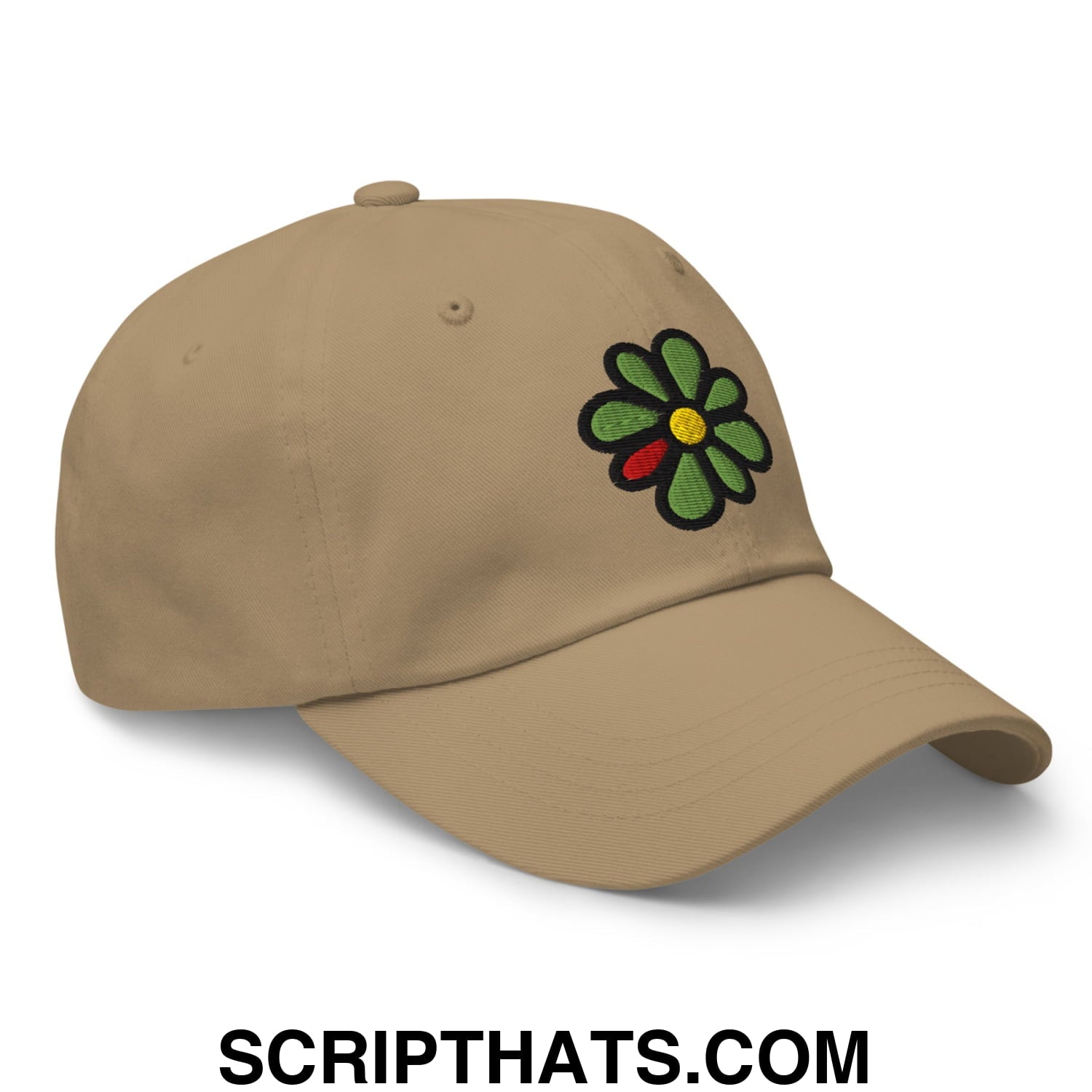ICQ Embroidered Unstructured Dad Hat Khaki