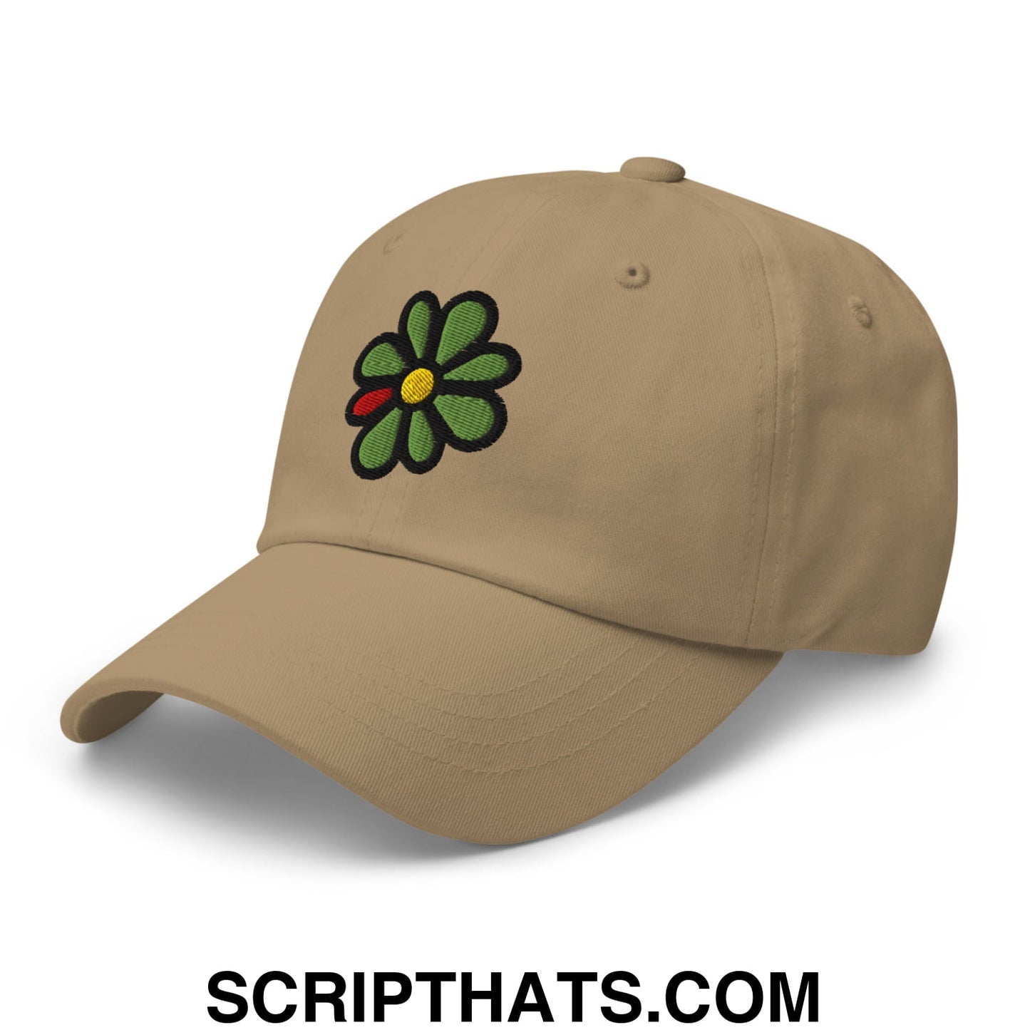 ICQ Embroidered Unstructured Dad Hat Khaki