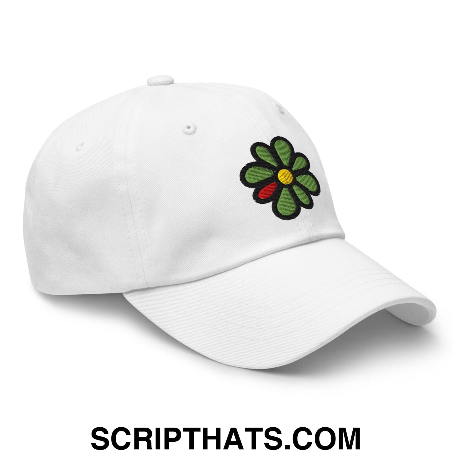ICQ Embroidered Unstructured Dad Hat White