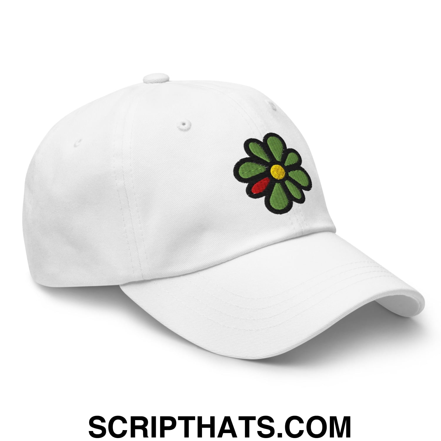 ICQ Embroidered Unstructured Dad Hat White