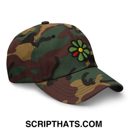ICQ Embroidered Unstructured Dad Hat Green Camo