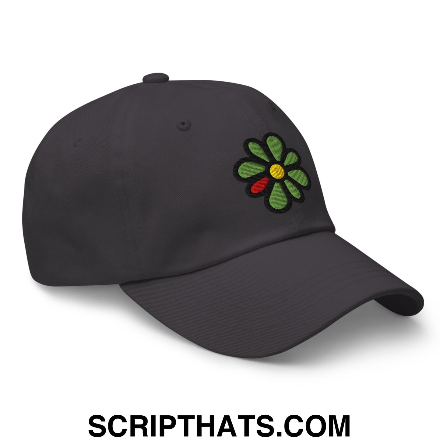 ICQ Embroidered Unstructured Dad Hat Dark Grey