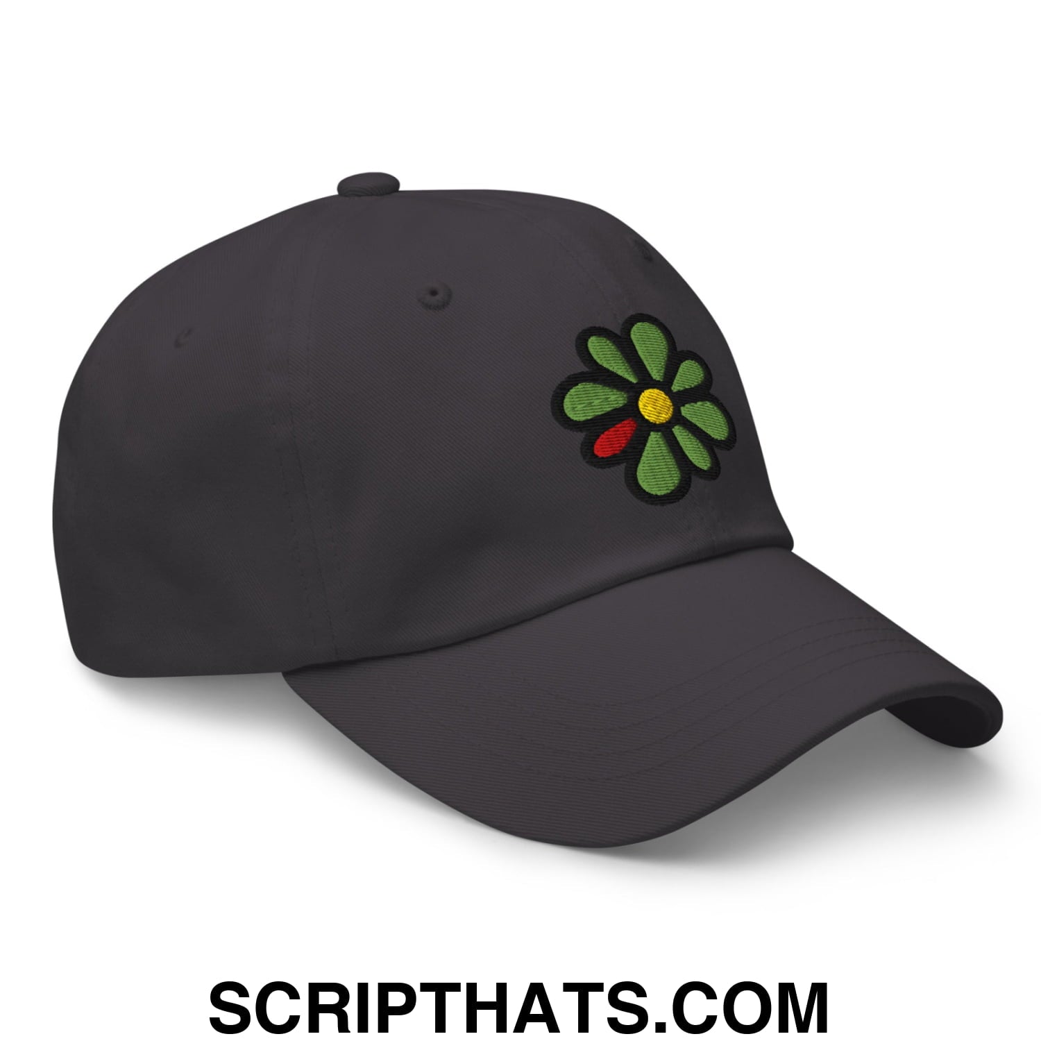 ICQ Embroidered Unstructured Dad Hat Dark Grey